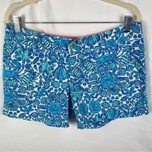 Lilly Pulitzer Blue and White Seashell Women's Shorts